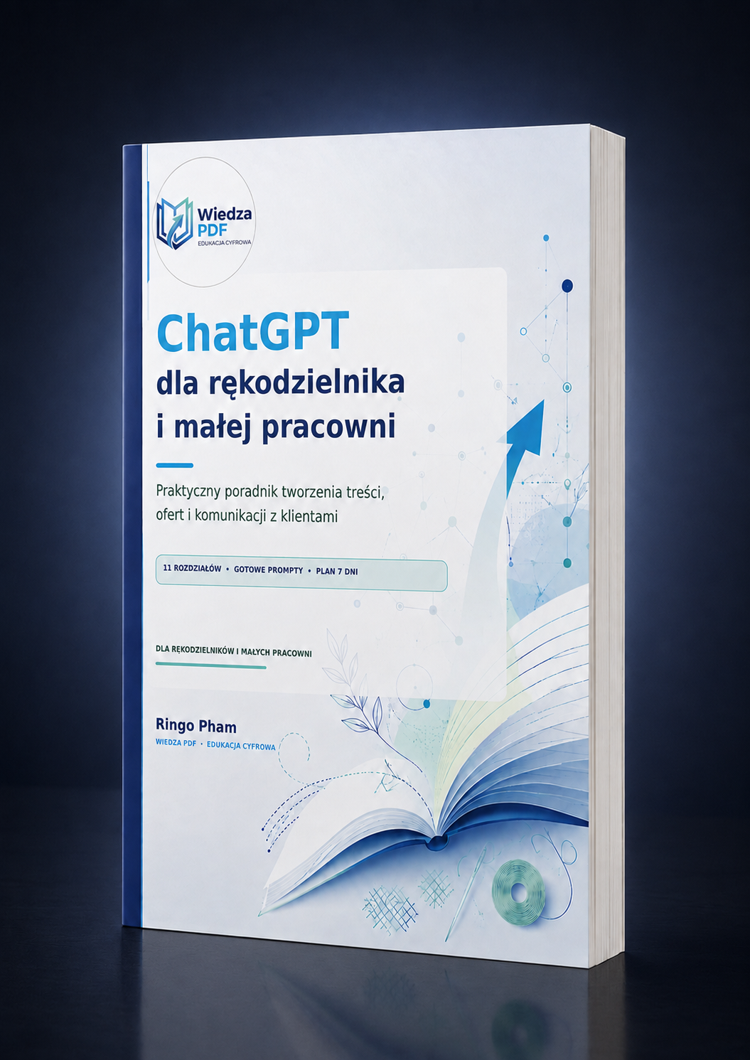 Mockup poradnika ChatGPT dla rękodzielnika i małej pracowni